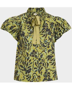 Ulla Johnson Estela Batik Floral Blouse - Green