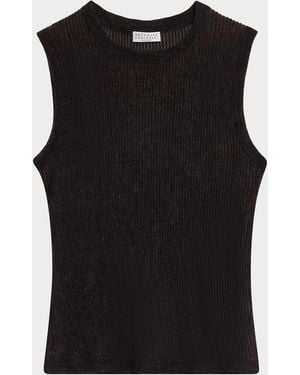 Brunello Cucinelli Rib-Knit Sweater Vest - Black