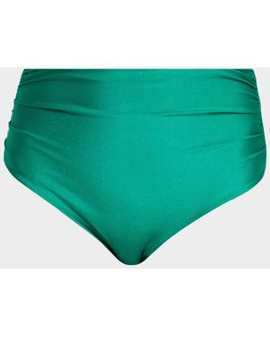 Jonathan Simkhai Teya Ruched High Waisted Bikini Bottoms - Green