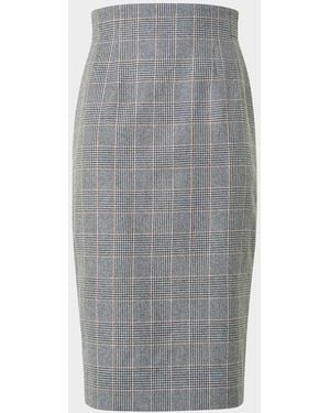 Akris Prince Of Wales Cashmere Pencil Skirt - Gray