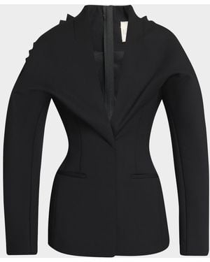 Jacquemus Tailored Shark Tooth-Trim Blazer - Black