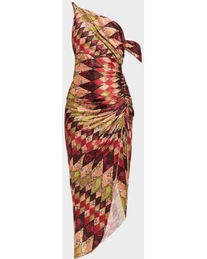 Cinq À Sept Elliana Draped Silk Midi Dress - Red