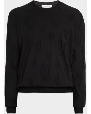 McQueen Skull Cotton Sweater - Black