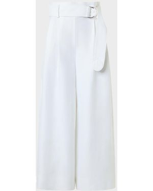 Akris Punto Fiorella Linen Wide-Leg Culotte Pants - White