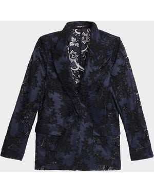 Emanuel Ungaro Cornelia Lace-Inset Jacket - Blue