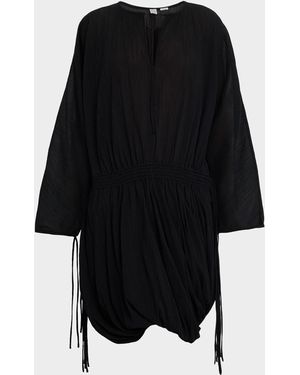 TOTEME Long-Sleeve Drawstring Bubble Dress - Black