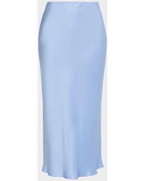 SABLYN Pull-On Silk Charmeuse Slip Skirt - Blue