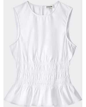 STAUD Culver Sleeveless Peplum Top - White