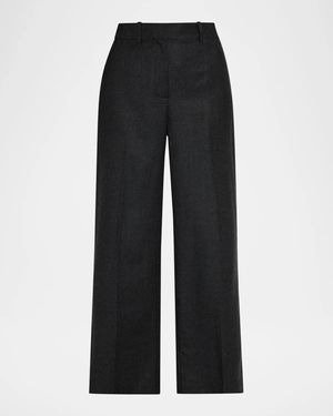 Theory Pleated-Front Virgin Wool Pants - Black