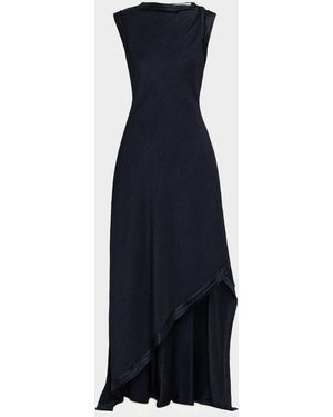 Jason Wu High-Neck Washed Twill Asymmetric Dress - Blue