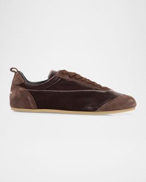 Jil Sander Etage Velvet And Suede Low-Top Sneakers - Brown