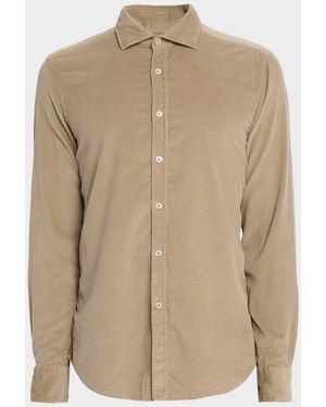 Neiman Marcus Apos;S Wide-Wale Corduroy Modern Fit Button-Down Shirt - Natural