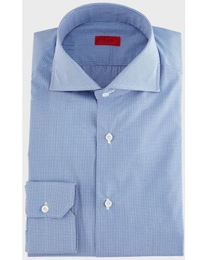 Isaia Slim-fit Gingham Check Dress Shirt, Blue
