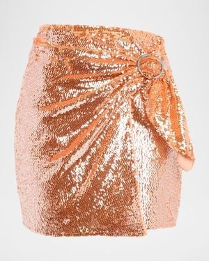 Toccin Dawson Sequined Sarong Mini Skirt - Orange