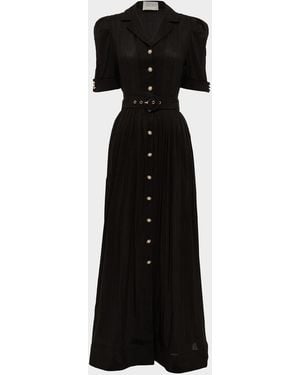 Aqua Blu Australia Eloise Belted Maxi Shirtdress - Black