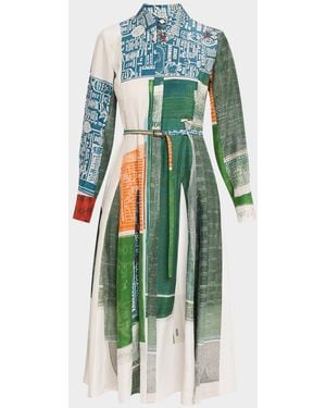 Jason Wu X Robert Rauschenberg Sandwashed Silk Midi Shirtdress - Green