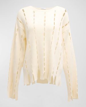 Rosetta Getty Slash Panel Crewneck Sweater - Natural