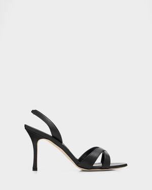 Manolo Blahnik 90Mm Callasi Leather Slingback Sandals - Multicolor