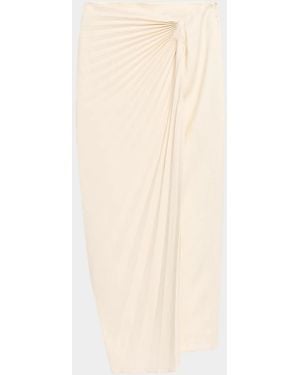 Roberto Cavalli Pleated Cady Wrap Midi Skirt - Natural