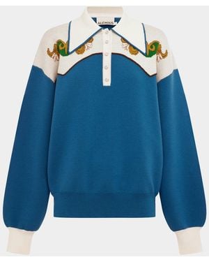 ALÉMAIS Lasso Knit Polo - Blue