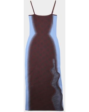 Ph5 Iris Polka-Dot Wavy Asymmetric Slit Maxi Dress - Purple