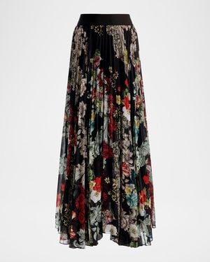 Alice + Olivia Katz Pleated Maxi Skirt - Black