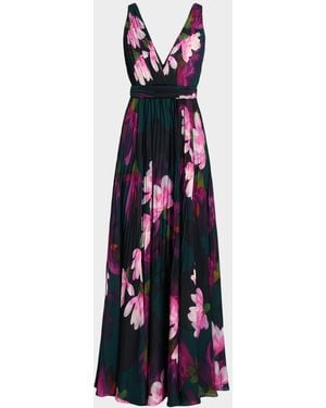 Emanuel Ungaro Vera Floral Pleated Maxi Dress - White