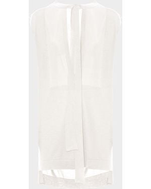 Malo Cashmere-Silk Sleeveless Neck-Tie Top - White