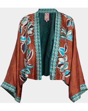 Johnny Was Shakri Floral-Print Short Kimono - Red