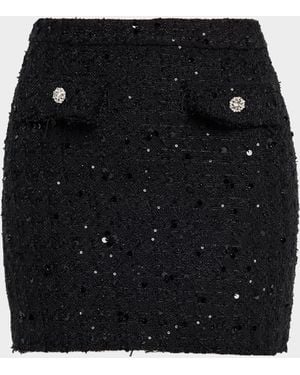 Generation Love Ava Sequined Tweed Mini Skirt - Black