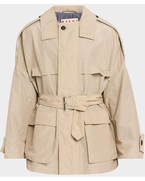 Marni Apos;S Belted Short Trench Coat - Natural