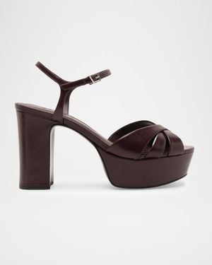 SCHUTZ SHOES 100Mm Keefa Leather Platform Sandals - Brown