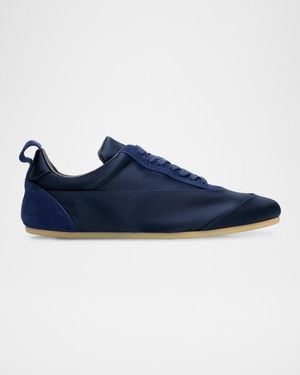 Jil Sander Etage Satin And Suede Low-Top Sneakers - Blue