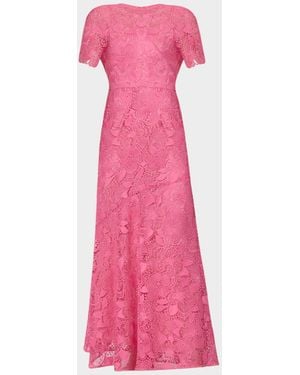 Shoshanna Ellie Floral Lace A-Line Gown - Pink