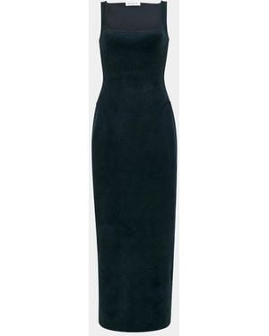 Alaïa Sleeveless Velvet Bodycon Midi Dress - Blue