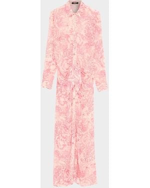Versace Underwater Barocco Shirtdress Coverup - Pink