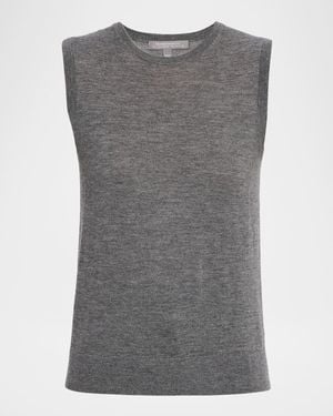 Neiman Marcus Superfine Cashmere Sleeveless Shell - Gray