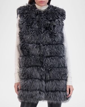 THEIA Fox-Like Faux Fur Vest - Blue