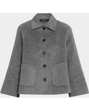 Neiman Marcus Double-Faced Cashmere Short Coat - Gray