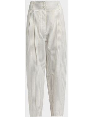 TOTEME Striped Cotton-Silk Balloon Pants - White