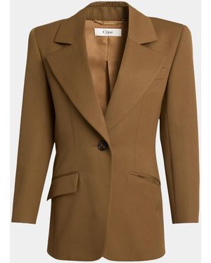 Chloé Virgin Wool Notch-Lapel Jacket - Green