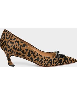 Santoni Adri 55Mm-Print Calf Hair Pumps - White