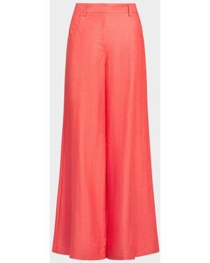 Twp Dees Cotton Linen Wide-Leg Pants - Red