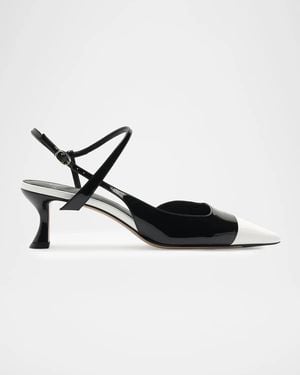 Alexandre Birman 60Mm Tita Wrap Patent Leather Cap-Toe Pumps - Black