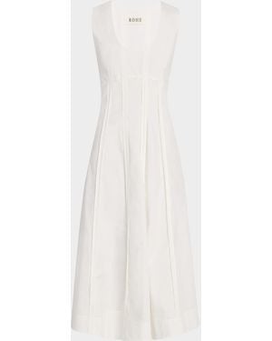 Les Coyotes De Paris Sculptural Poplin Midi Dress - White