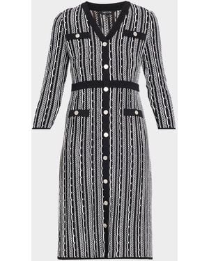 Misook Vertical Stitch Knit Sheath Dress - Black