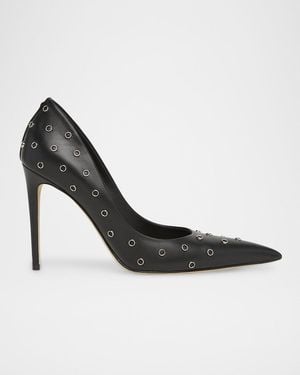 McQueen 105Mm Studded Leather Pumps - Black
