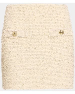 Balmain Fringed Tweed Knit Mini Skirt - Natural