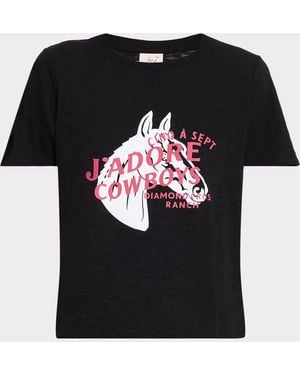 Cinq À Sept J & Apos;Adore Cowboys Embellished Shrunken Tee - Black