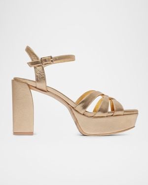 Bernardo 95Mm Vittoria Leather Platform Sandals - Metallic